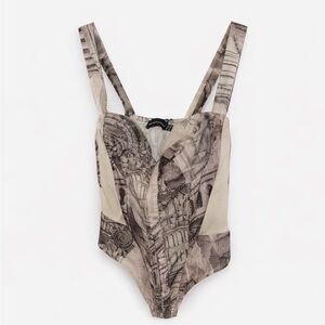 NWT PrettyLittleThing Renaissance Square Neck Dip Hem Corset Bodysuit 4